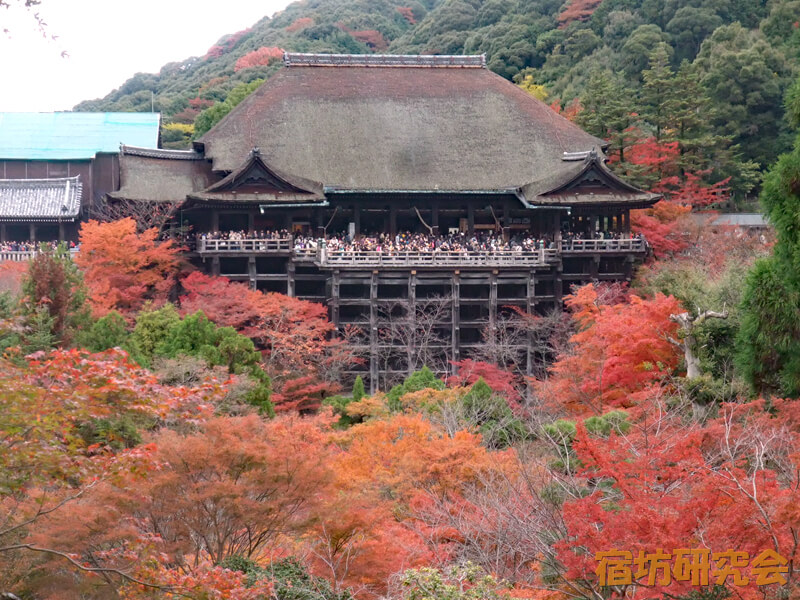 清水寺の本堂と紅葉