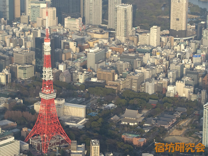 増上寺を空から見た風景